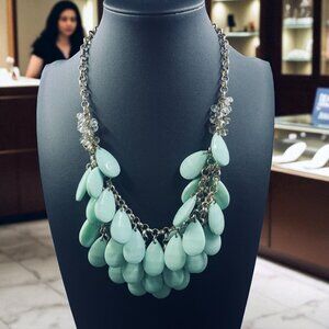 Mint Green Teardrop Statement Necklace Chunky Bib Layered Boho Chic Jewelry